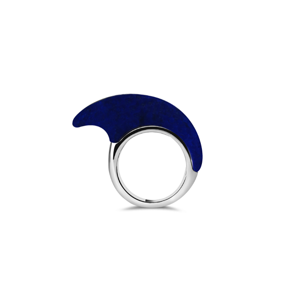 Lapis M Crescent Ring Silver