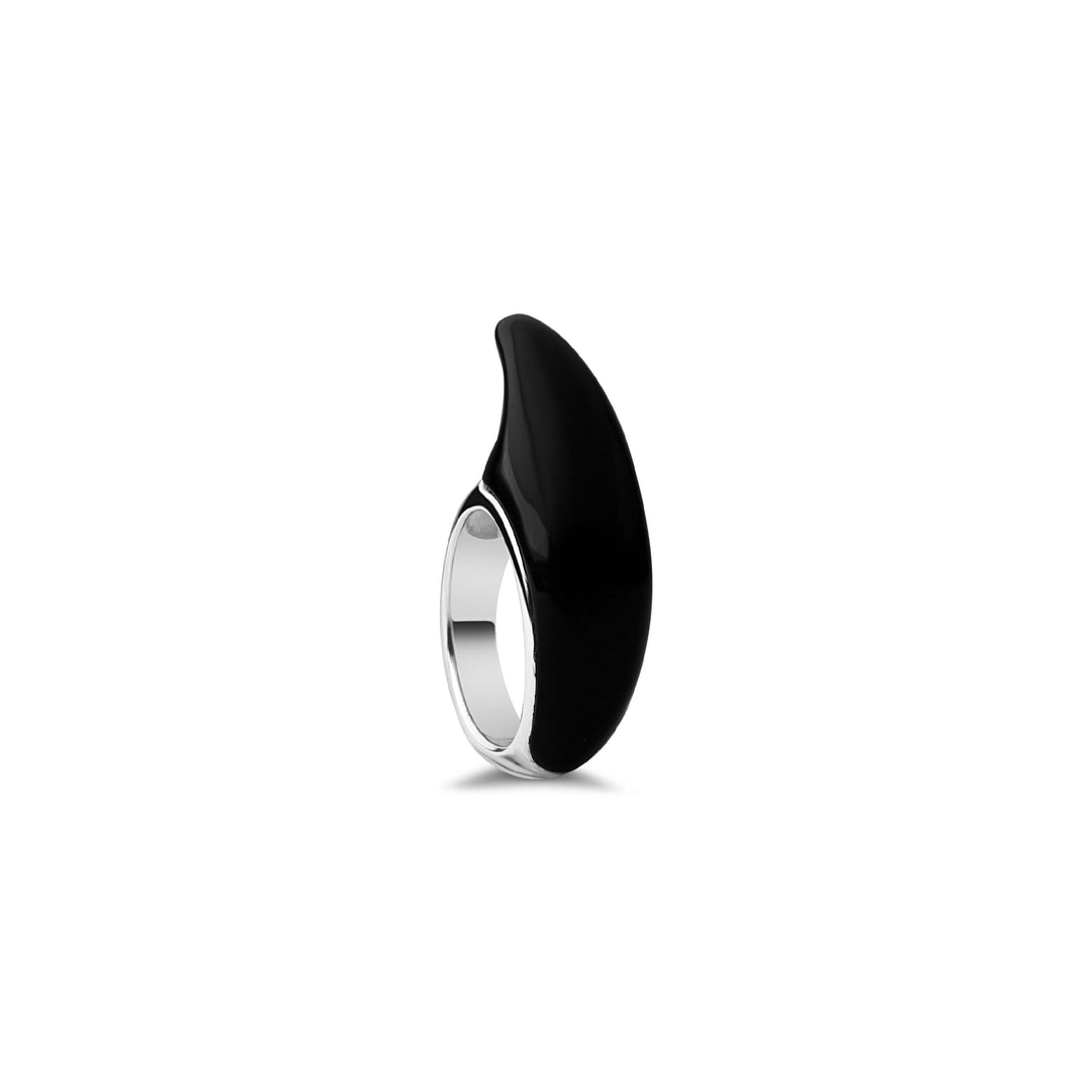 Onyx M Crescent Ring Silver