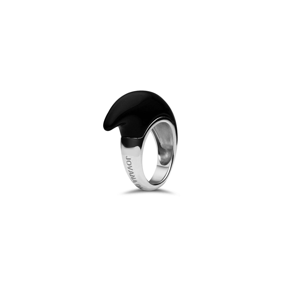 Onyx M Crescent Ring Silver