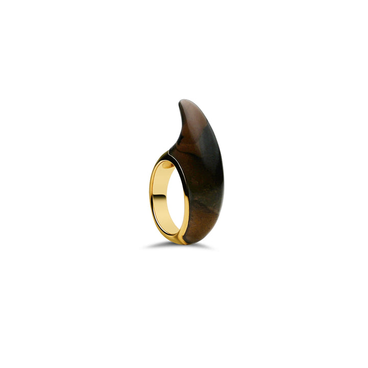 Smokey Topaz M Crescent Ring 18K