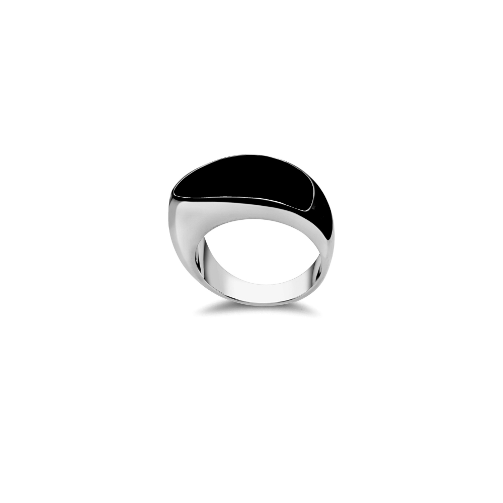 Onyx Messenger Ring Silver