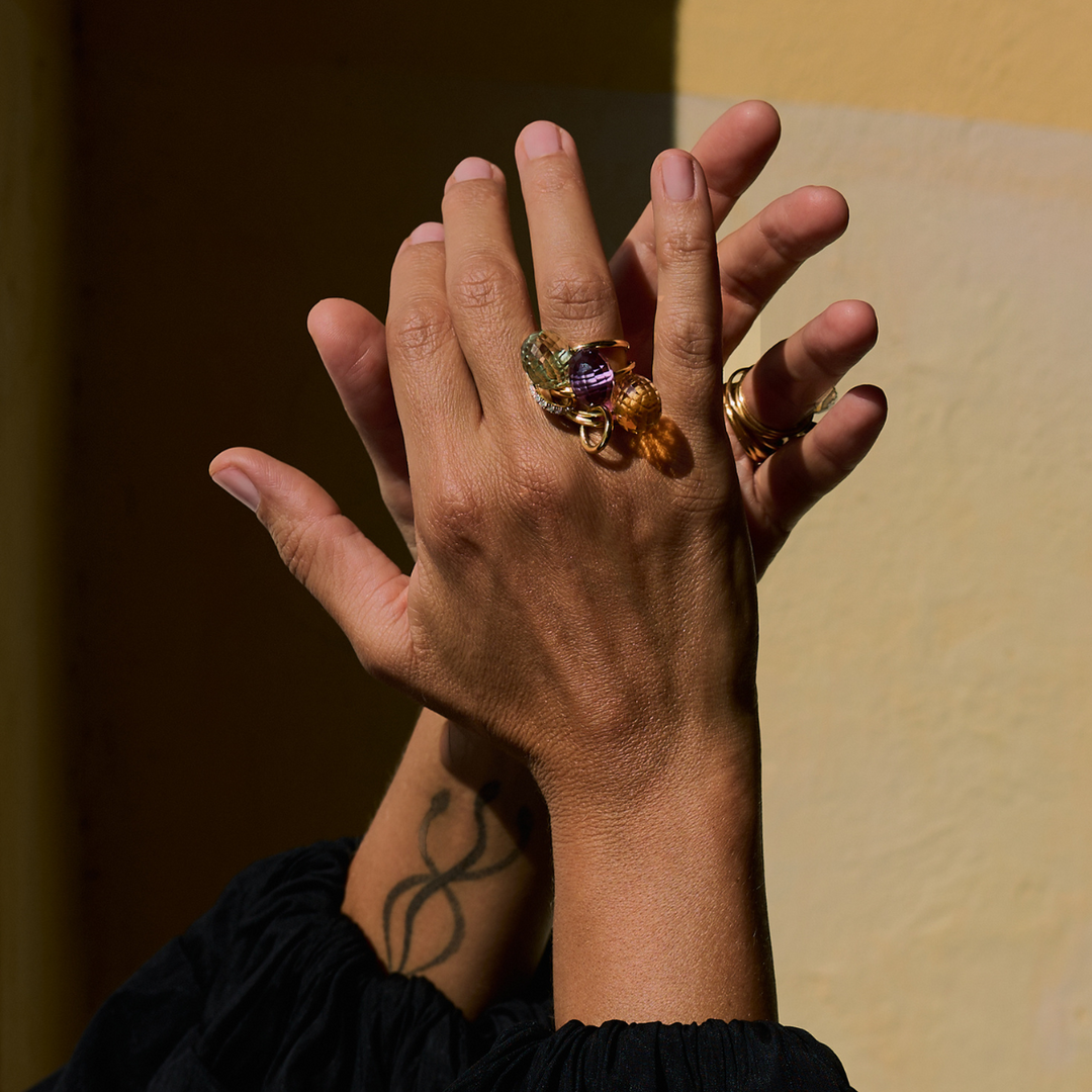 Gypsy Charmer Ring with Citrine in 18K Gold