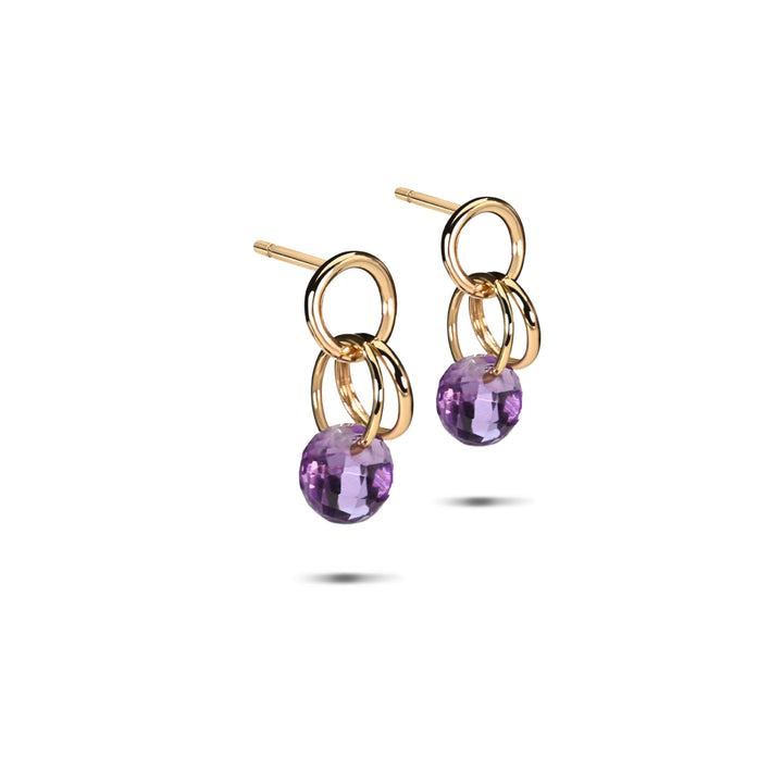 Mini Charmer Earrings with Amethyst in 18K Gold