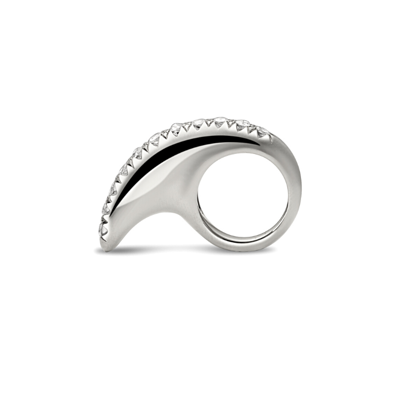 Large Crescent Diamond Ring - Dragon Tail