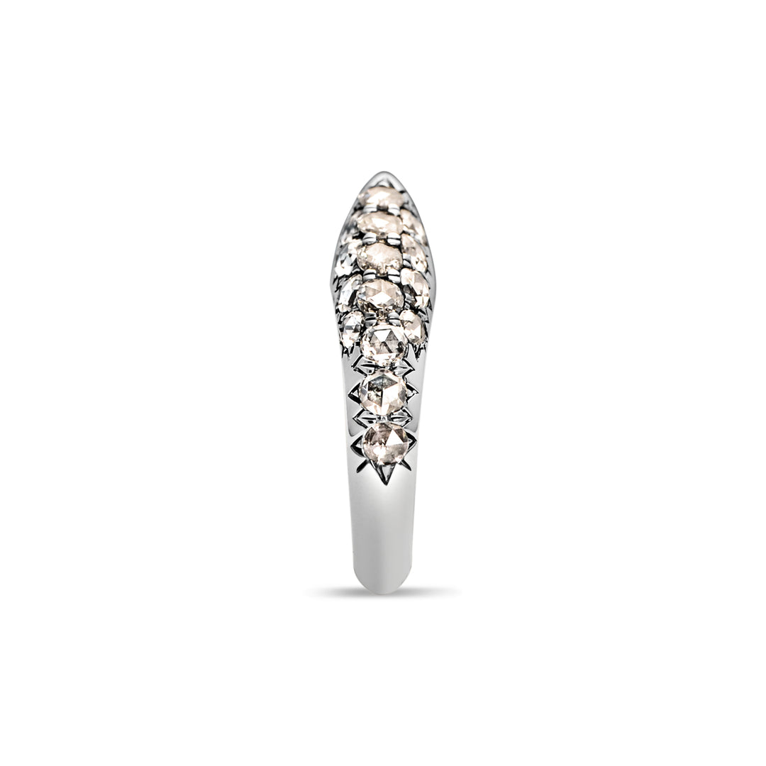 Small Crescent Diamond Moss Ring Silver