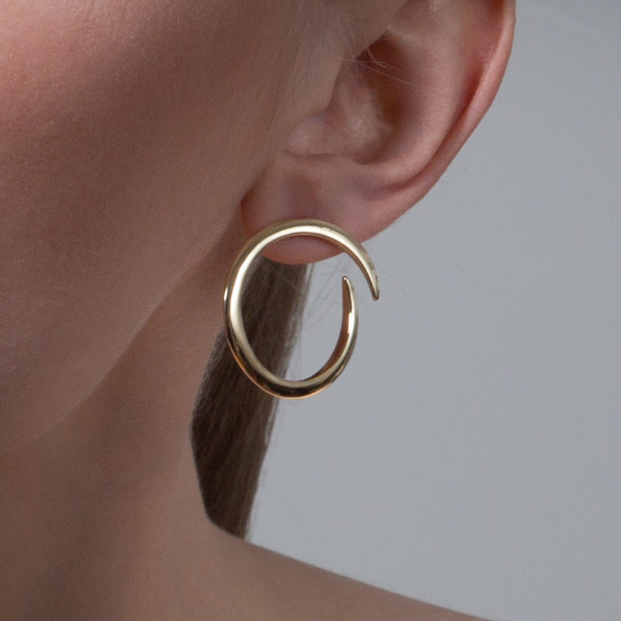 Split Frontal Medium Hoop Earrings Gold Bronze