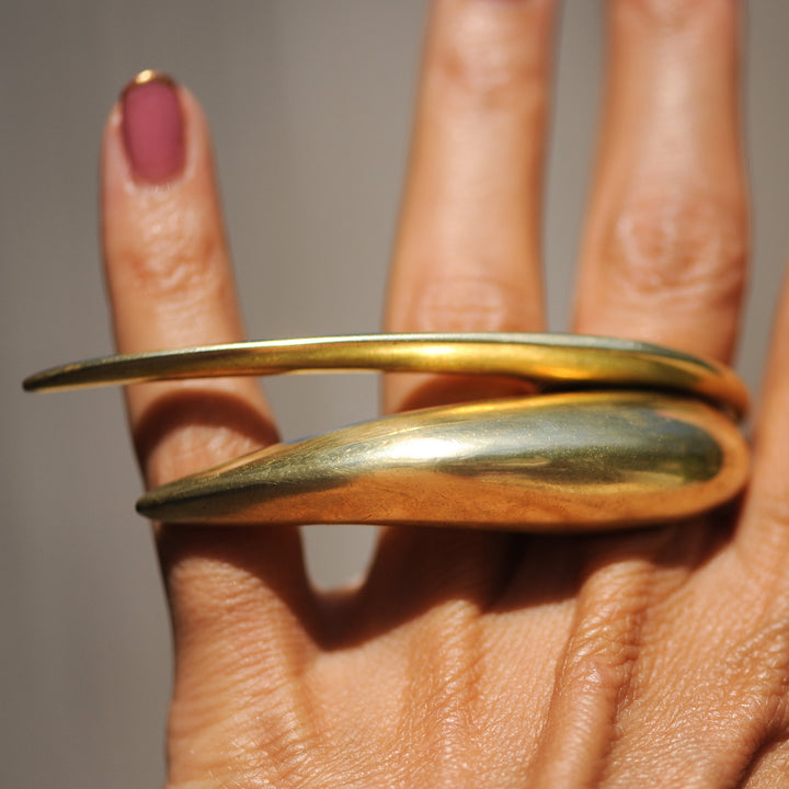 Aligned Gold Bronze Ring Stack